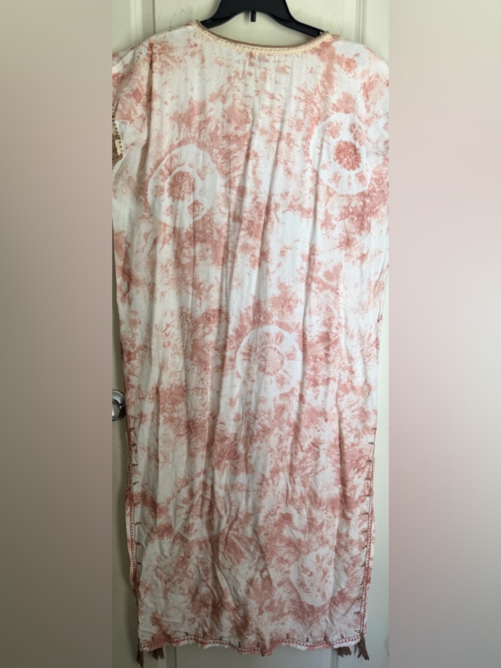 Skemo rayon Pink Tie-Dye Embroidered Tassel Kimono XS embroidered tassels neutro - Picture 11 of 12